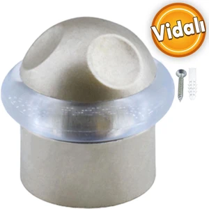 Kapı Stoperi Kapı Durdurucu Tutucu Tamponu Silikonlu Contalı Stopu Vidalı Saten 35 mm