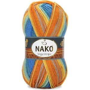 Vega Stripe 82421 5 Adet Premium Akrilik El Örgü Ipi Mavi Sarı