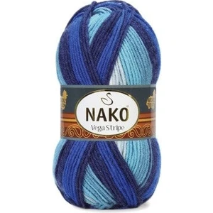 Vega Stripe 82423 5 Adet Premium Akrilik El Örgü Ipi Lacivert Mavi