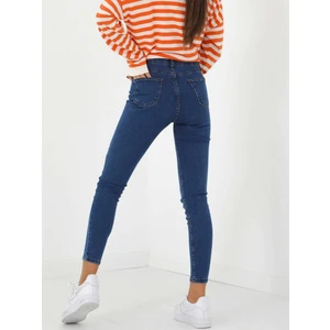 Siyah Yüksek Bel Dar Paça Skinny Power Likralı Kot Pantalon