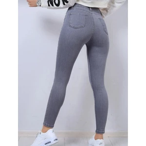 Siyah Yüksek Bel Dar Paça Skinny Power Likralı Kot Pantalon