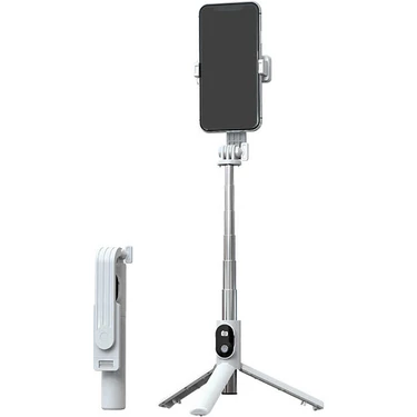 Boğazören Beyaz Selfie Stick Tripod With Remote(Kaliteli Malzeme+Kaymayan Yumuşak PEDLER+360° Dönen