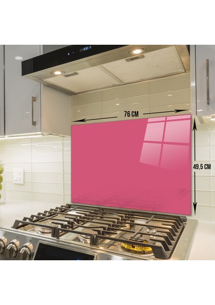 Düz Renk - Neon Pembe | Cam Ocak Arkası Koruyucu | 49,5cm x 76cm