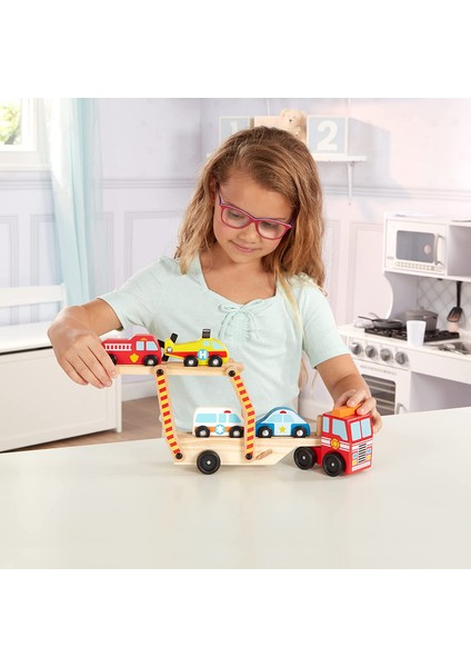 Melissa And Doug Ahşap Acil Yardım Araçları Taşıyıcı Tır