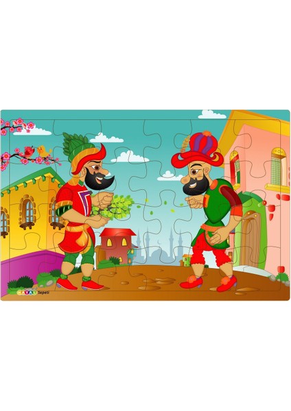 Yeni 4 Adet 24 Parçalı Ahşap Puzzle Yapboz Sevimli Dostlar, Karagöz, Korsanlar, Parkta Hayvanlar