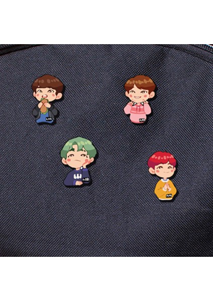 Bts Bag Toys 4 Lü Ahşap Mini Rozet