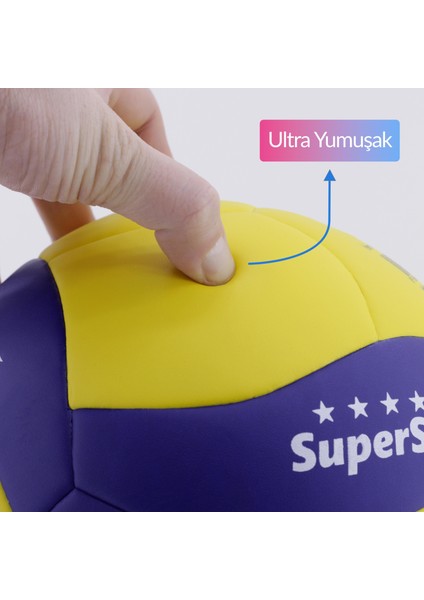 Voleybol Topu Supersoft Yapıştırma Soft Touch Yumuşak Yüzey 18 Panel 5 Numara