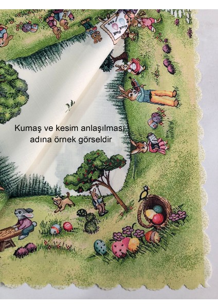 Paskalya Tavşan Ailesi Dertsiz Masa Örtüsü