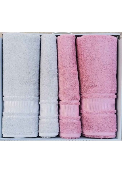 Colourist Best Set Pamuklu (Hamam Takımı) Gri - Pembe