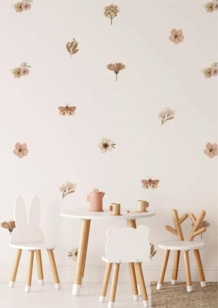 Çiçekli Kelebek Sticker Boyalı Özel Duvar Dekorasyon Boho Floral 52 Adet fiyatları