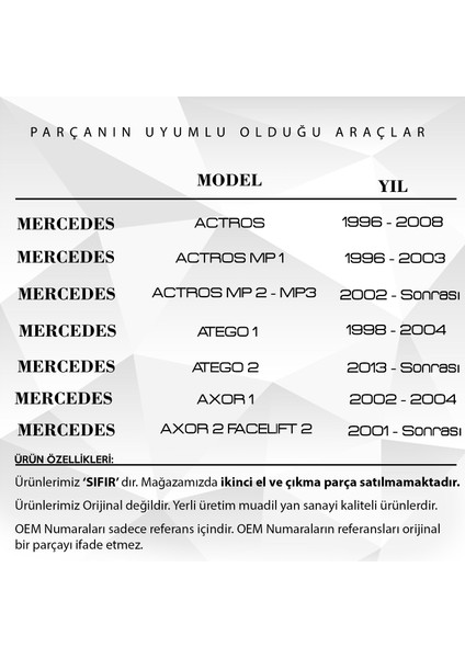 DNC Auto Part 5 Adet Mercedes Axor, Atego, Actros Için Kapı Kilit Motoru 24V