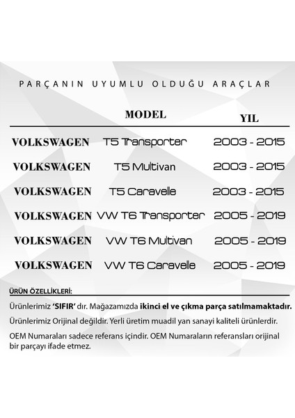 DNC Auto Part Volkswagen Vw T5 T6 Için Yan Sürgülü Cam Tamir Seti