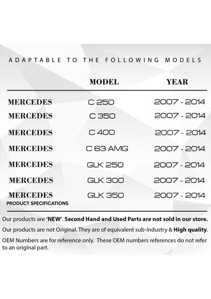 Mercedes Glk Class, C Class W204 Için Kapı Iç Açma Kolu Mat Krom Kaplama Sağ ve Sol