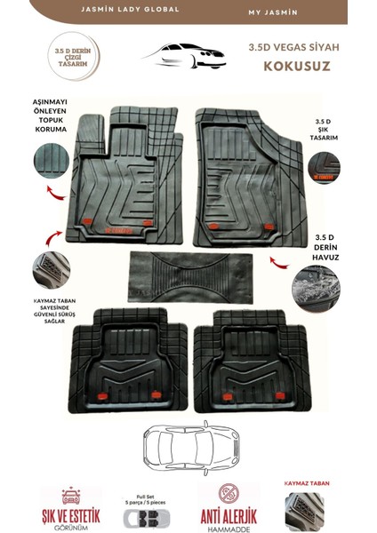 Ford Transit Connect 2010 Model Uyumlu Vegas Siyah 3.5d Paspas