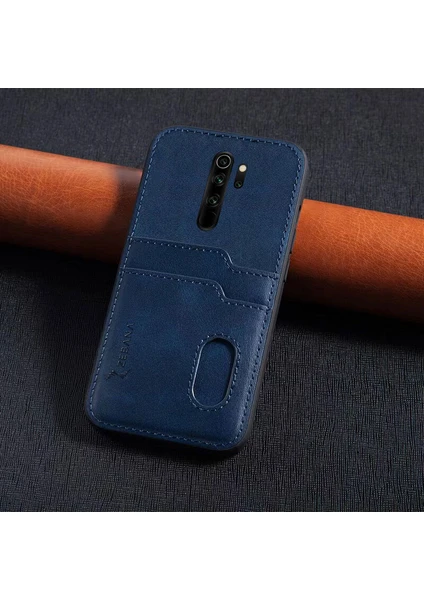 Xiaomi Redmi Note 8 Pro Kılıf Zebana Kartlıklı Lüx Deri Kılıf Lacivert