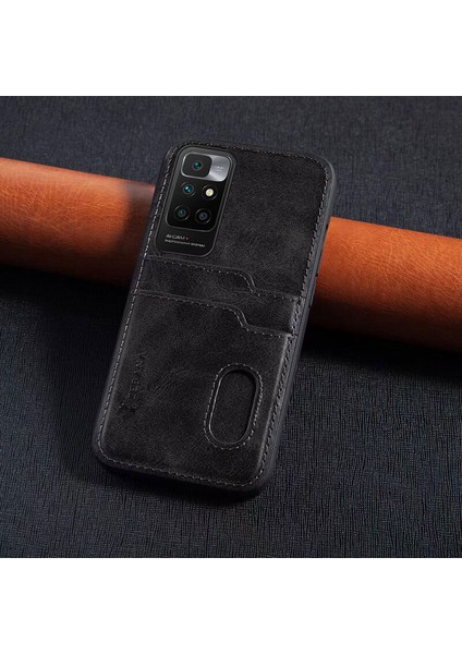Xiaomi Redmi 10 2022 Kılıf Zebana Kartlıklı Lüx Deri Kılıf Siyah