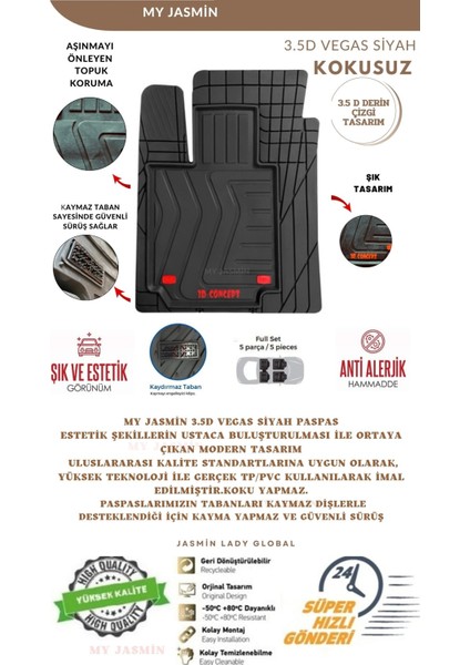 Ds Automobiles Ds7 Crossback 2020 Model Uyumlu Vegas Siyah 3.5d Paspas