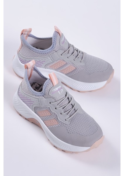 Çocuk Unisex Buz Pudra Rahat Kalıp Nefes Alabilen Kumaş Bağcıklı Sneaker10