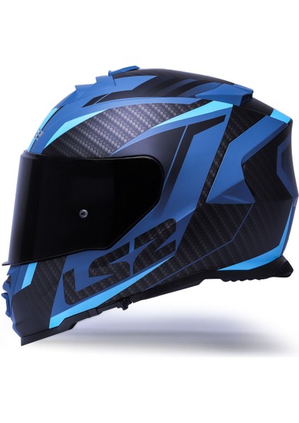 Storm Racer Mat Mavi Kask Siyah Cam
