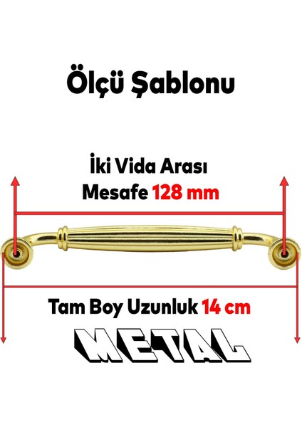 Mobilya Mutfak Dolabı Çekmece Dolap Kapak Kulpu Kulbu Altın 128 mm Metal Kulp