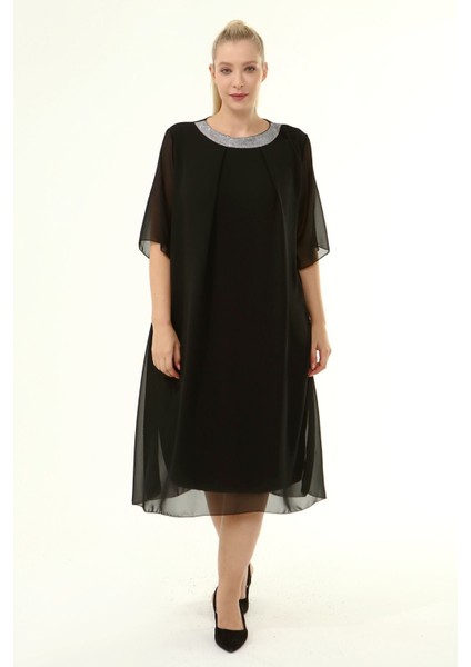 Büyük Beden Şifon Elbise 13D-1864 fiyatları