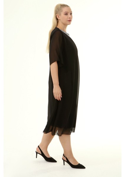 Büyük Beden Şifon Elbise 13D-1864 indirimleri