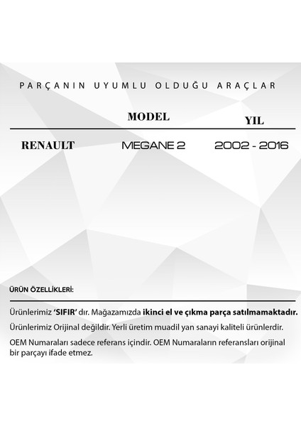 DNC Auto Part Renault Megane 2 Için Airbag Zemberek (Hız Sabitleme Vardır) - 8200216462