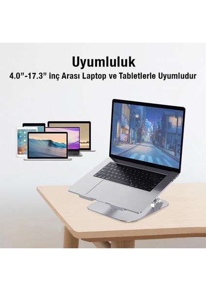 Alüminyum Yükseklik Ayarlı Havalandırmalı Masaüstü Laptop Standı Laptop Tutucu Laptop Sehpası