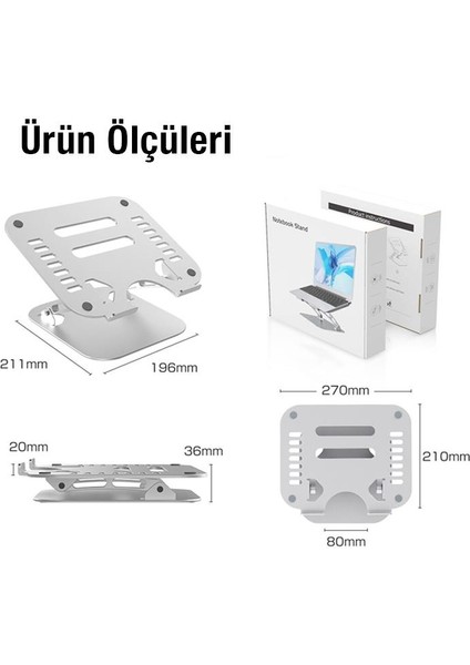 Alüminyum Yükseklik Ayarlı Havalandırmalı Masaüstü Laptop Standı Laptop Tutucu Laptop Sehpası