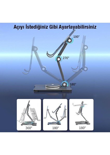 Katlanabilir Ayarlanabilir 360 Dönebilen Masaüstü Tablet Standı Tablet Tutucu Telefon Tutucu