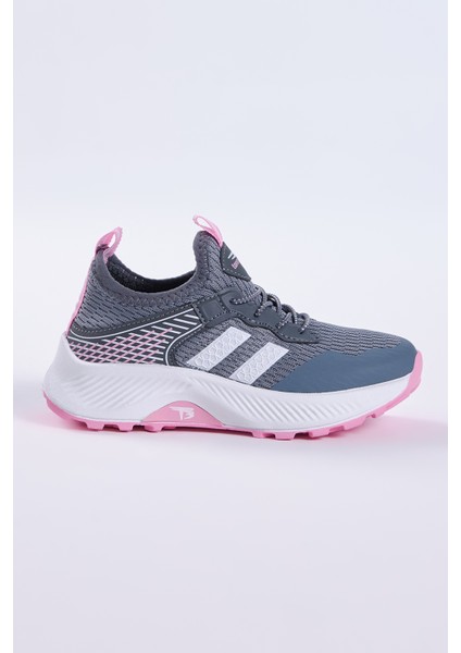 Çocuk Unisex Füme Pembe Rahat Kalıp Nefes Alabilen Kumaş Bağcıklı Sneaker10