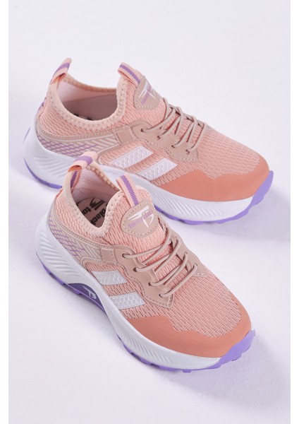 Çocuk Unisex Pudra Lila Rahat Kalıp Nefes Alabilen Kumaş Bağcıklı Sneaker10 modelleri