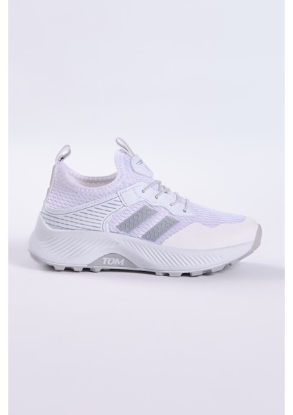 Çocuk Beyaz Gümüş Rahat Kalıp Nefes Alabilen Kumaş Bağcıklı Sneaker modelleri