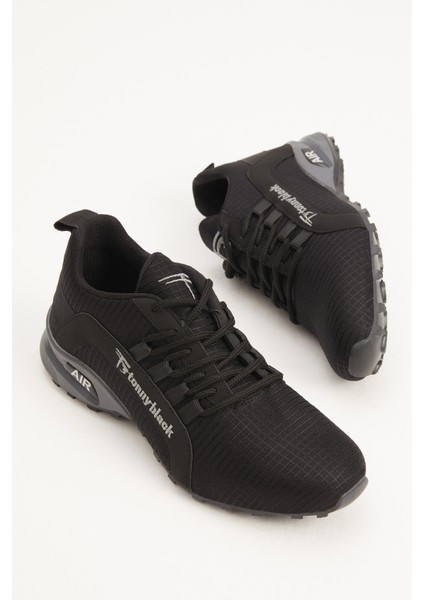 Erkek Siyah Füme Rahat Kalıp Termo Taban Bağcıklı Sneaker