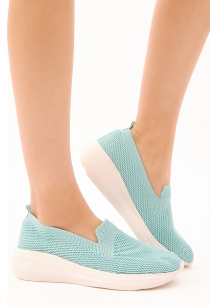 Kadın Turkuaz Rahat Kalıp Bağcıklı Sneaker
