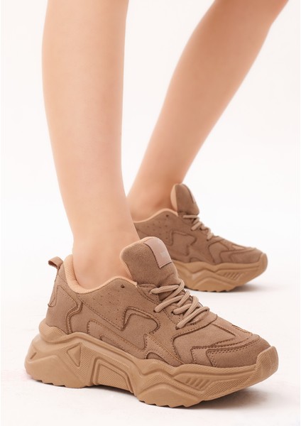 Kadın Bej Süet Spor Ayakkabı Dnz