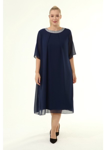 Büyük Beden Şifon Elbise 17E-1863 fiyatları