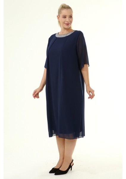 Büyük Beden Şifon Elbise 17E-1863 indirimleri