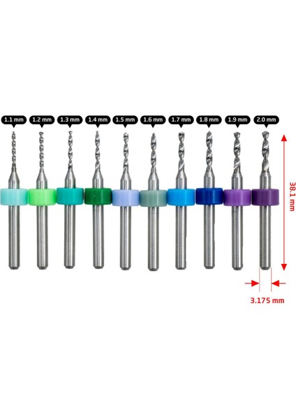04101120 Mikro Matkap Ucu Seti 1.1 - 2.0 mm (10 Parça)