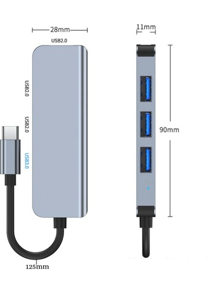 Type-C 1xusb 3.0 3xusb 2.0 Hub Otg Çoğaltıcı Adaptörü BYL-2013T