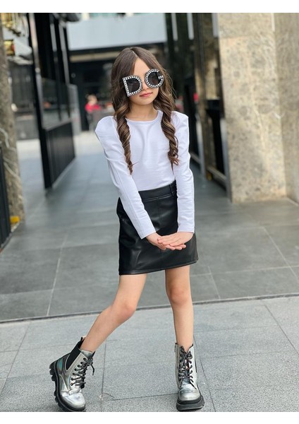 Büzgü Detaylı Badi ve Deri Etek Kombin fiyatları