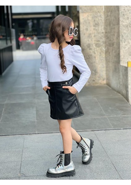 Büzgü Detaylı Badi ve Deri Etek Kombin fırsatları