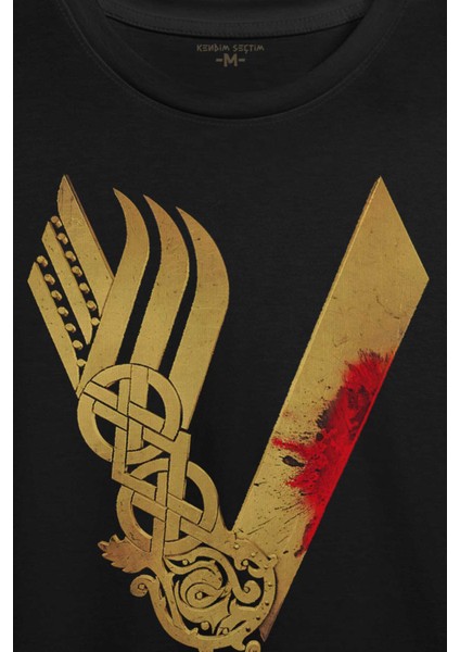 Vikingler Logo Vikings Altın Sarısı Baskılı Tişört T-Shirt fiyatları