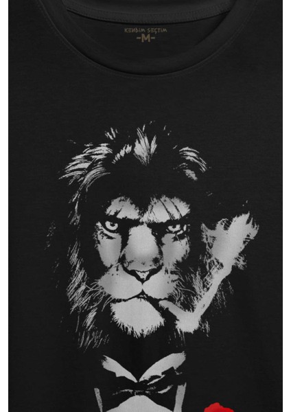 Suit Lion Aslan Takım Elbiseli ve Gül Rose Baskılı Tişört T-Shirt fiyatları