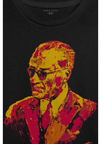 Karizma Gözlüklü Atatürk Sarı Kırmızı Galatasaray Baskılı Tişört T-Shirt fiyatları