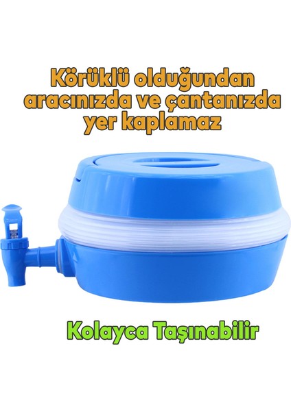 Su Sebili Katlanabilir Termos Çeşmeli Körüklü 5.5 Litre Piknik Kamp Su Ayran Meşrubat Içecek Bidonu