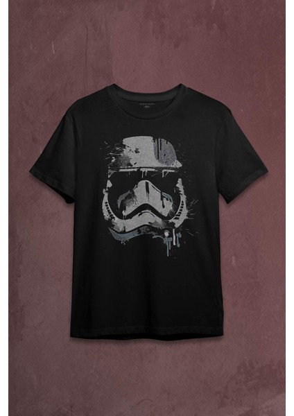 Star Wars Mask Gri Baskılı Tişört T-Shirt
