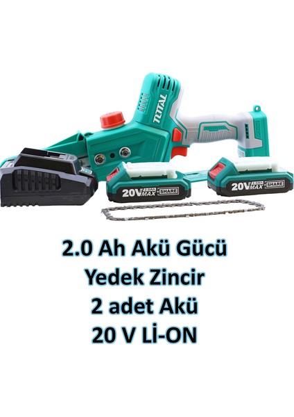 Total TGSLI20681 Çift Akülü Zincirli Testere 20V Li - On Akü
