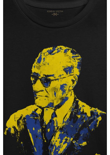 Atatürk Sarı Lacivert Baskılı Tişört T-Shirt fiyatları