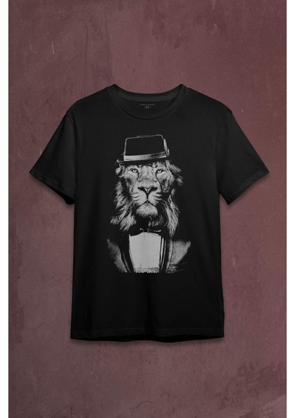 Suit Up Takım Elbiseli Aslan Modern Kıravat Arslan Baskılı Tişört T-Shirt